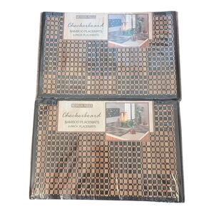 NWT Vintage Boho Two 4-pack of Benson Mills Black Checkerboard Bamboo Placemats